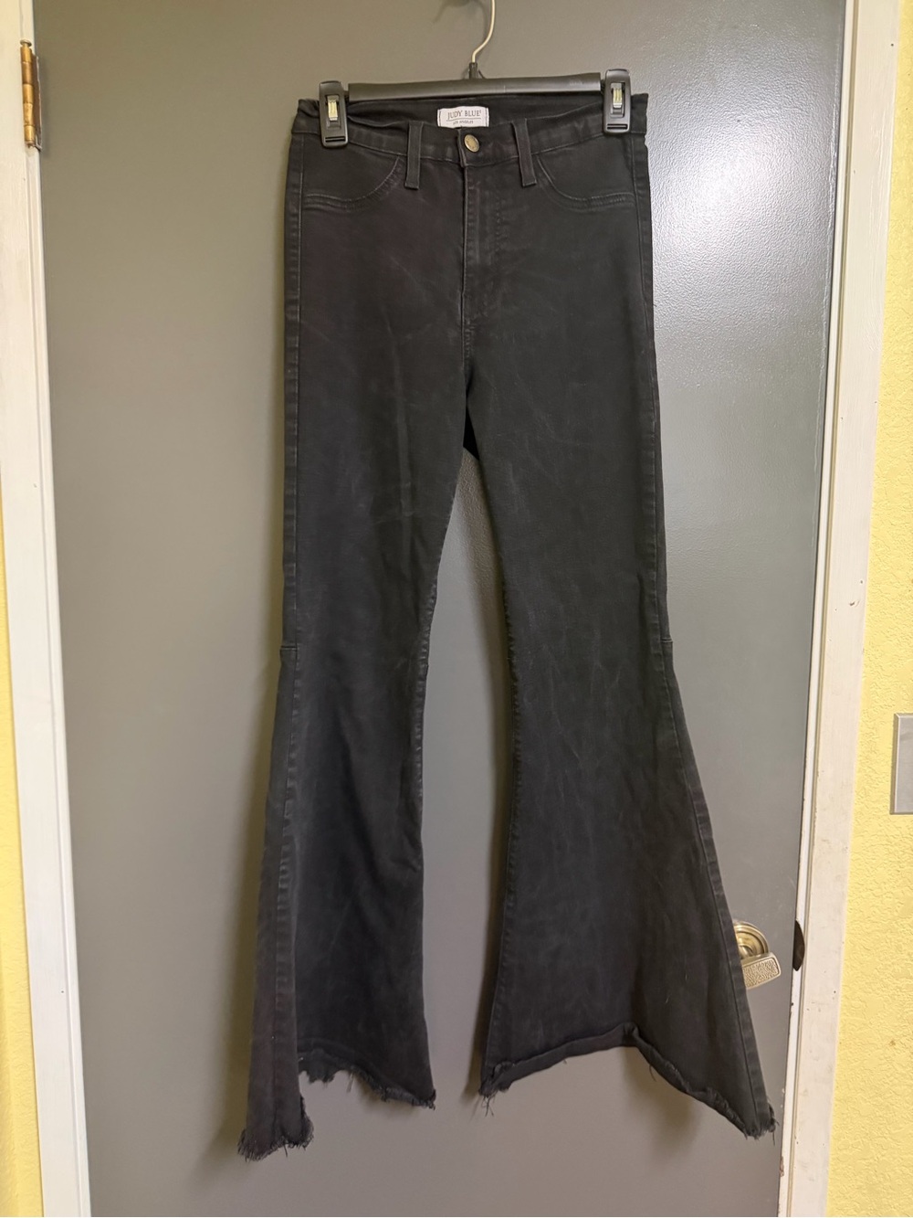 Judy Blue Black Flare Jeans with Raw Hem